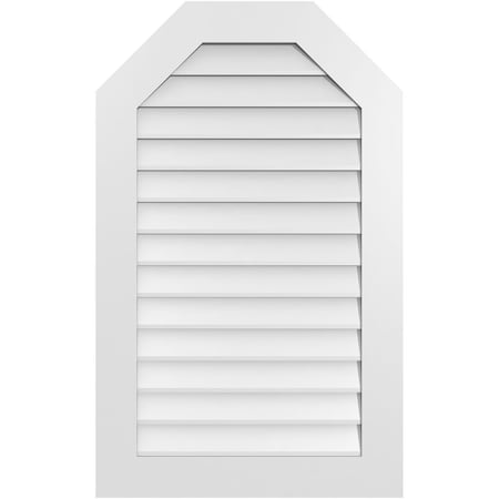 Ekena Millwork Octagonal Top Surface Mount PVC Gable Vent w/ 3-1/2"W x 1"P Standard Frame, 26"W x 42"H GVPOT26X4201SN